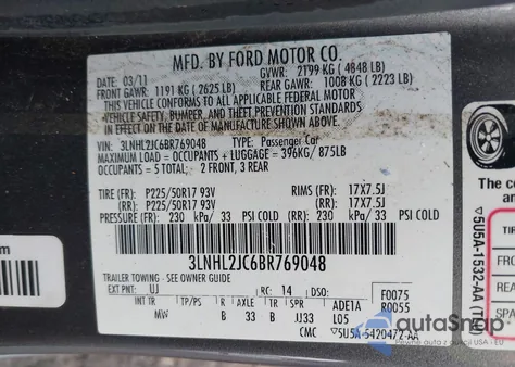 2011 Lincoln Mkz from USA, damaged, VIN 3LNHL2JC6BR769048